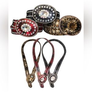 Blingy rhinestone genuine leather belts
